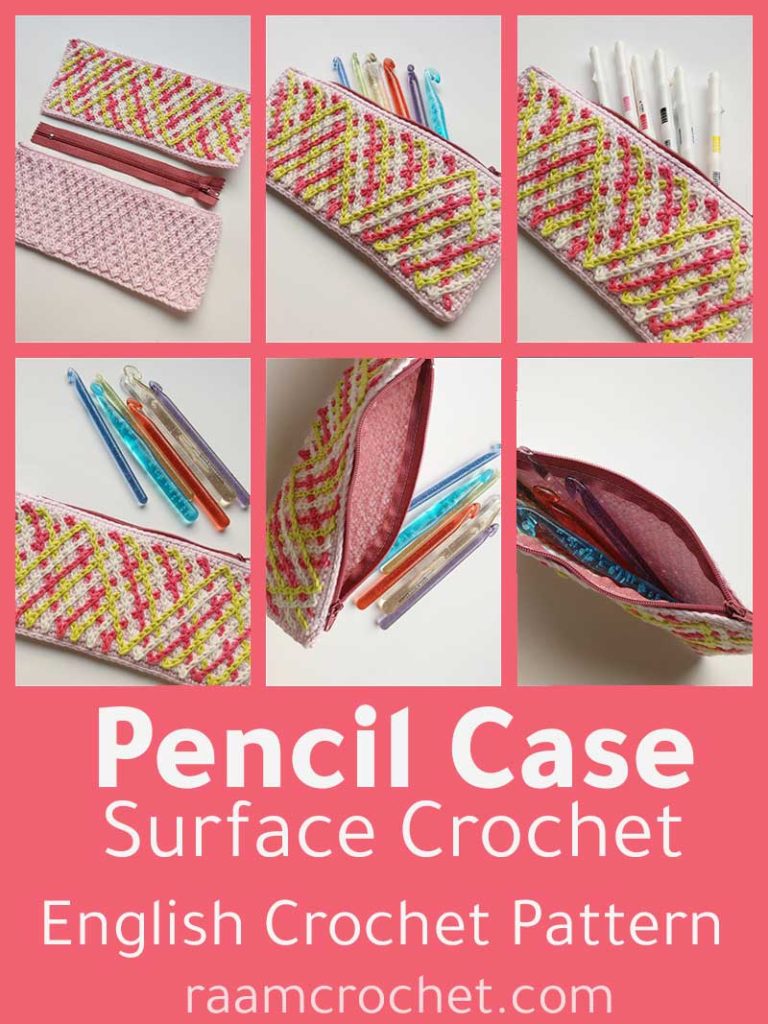 Crochet Pencil Case using surface crochet