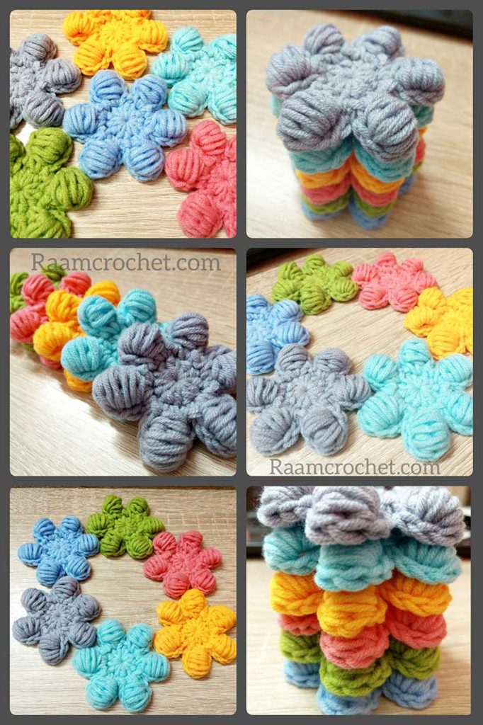 Crochet Rolled Stitch Flowers - Raam Crochet