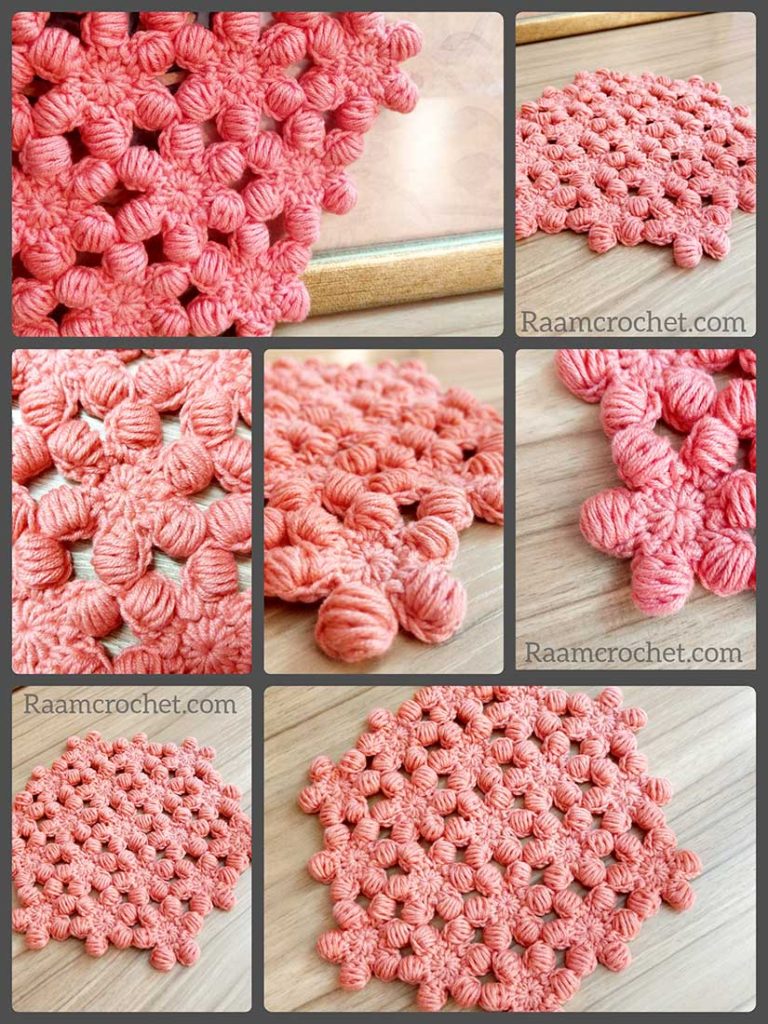 Crochet Rolled Stitch Flowers Decoration Piece - Raam Crochet