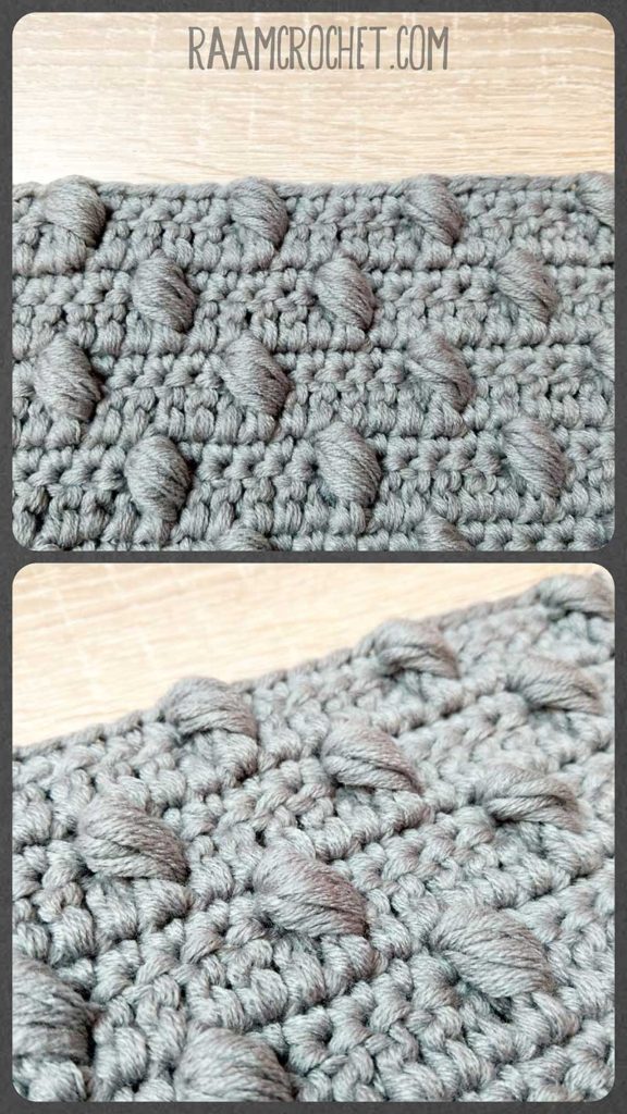 We make this stitch working in rows