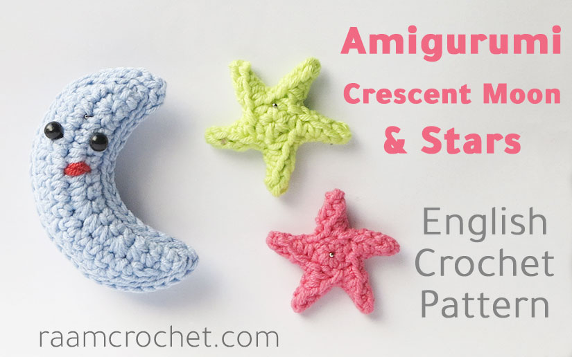 Crochet Amigurumi Crescent Moon Stars - Raam Crochet