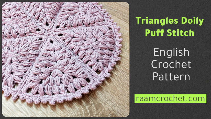 Crochet Triangles Doily Puff Stitch - Raam Crochet