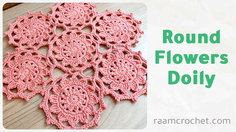 Crochet round flowers doily - Raam Crochet